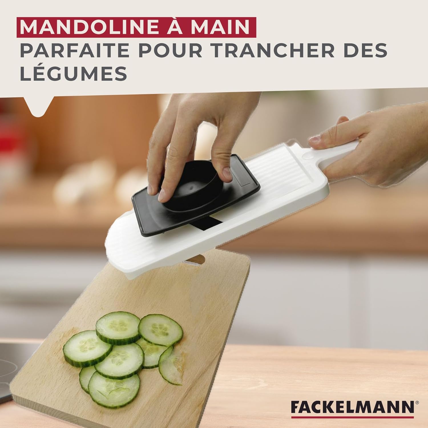 Fackelmann - mandoline inox double face - épaisse/fine - support inclus