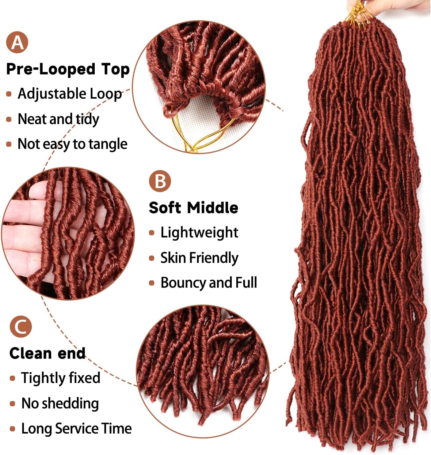 Faux Locks Crochet Braids - Soft Locs 60,9 cm - 8 mèches bouclées