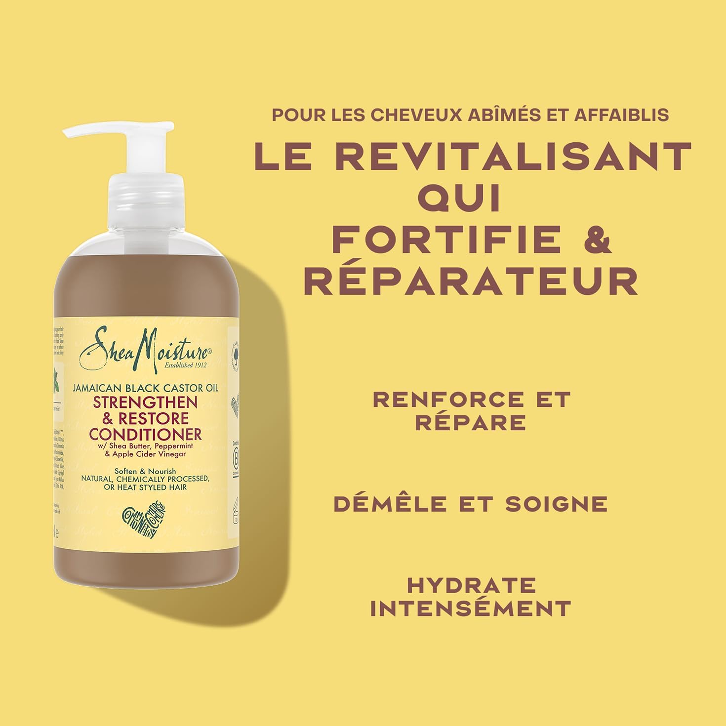 Shea Moisture - Huile de Ricin Noir - 384ml - Après-shampooing fortifiant