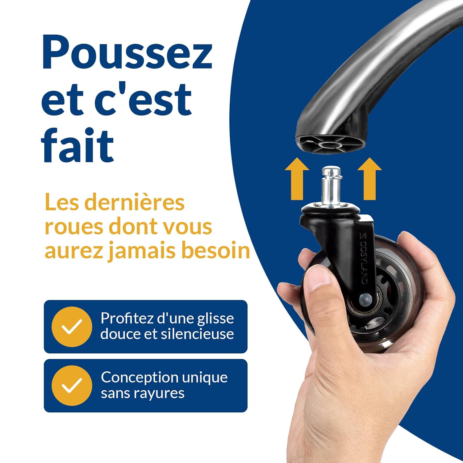 COSYLAND - 5PCS - 11x22mm - roulettes pivotantes silencieuses pour chaise de bureau