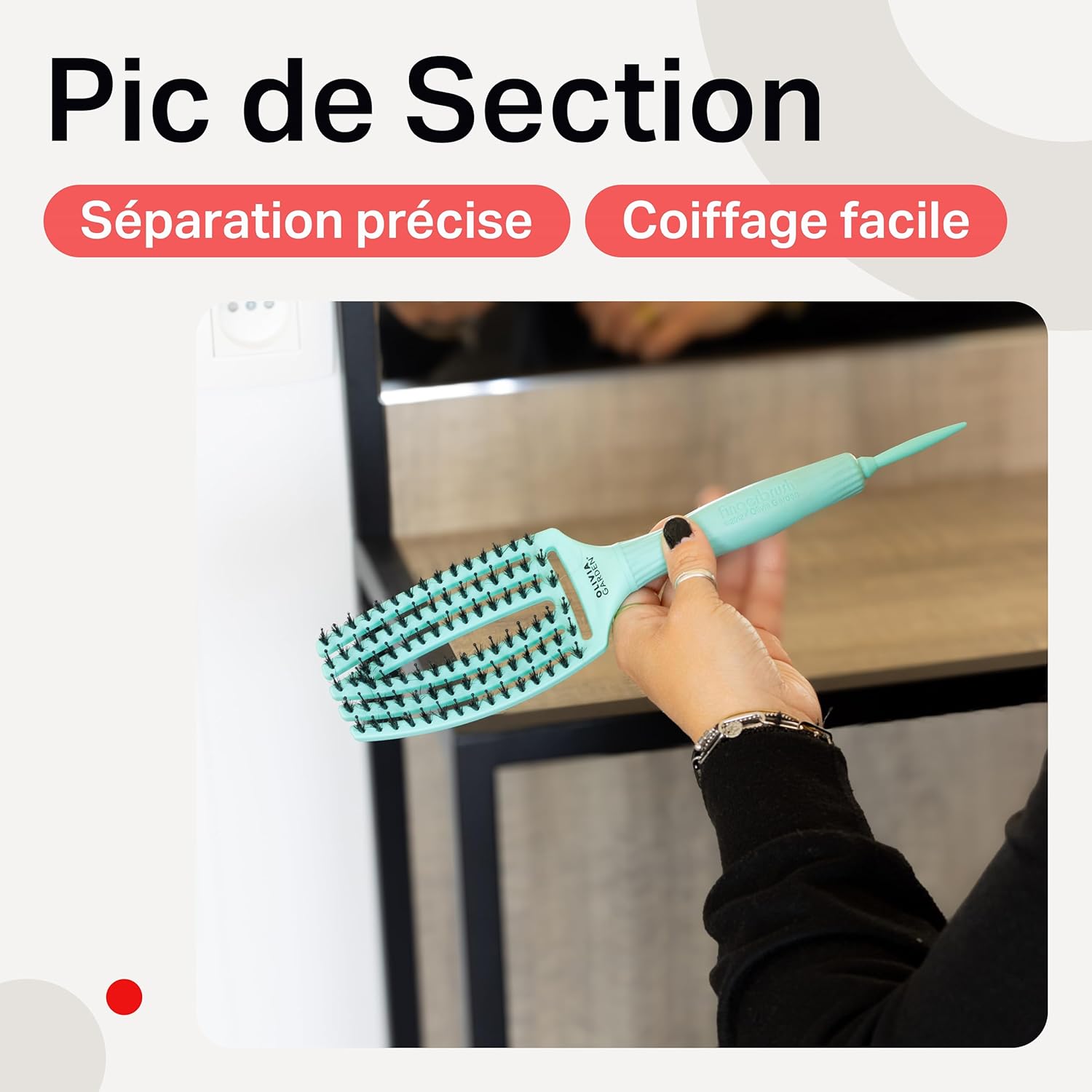 Olivia Garden - Fingerbrush Care Iconic - brosse démêlante, poils sanglier et nylon, brillance et douceur