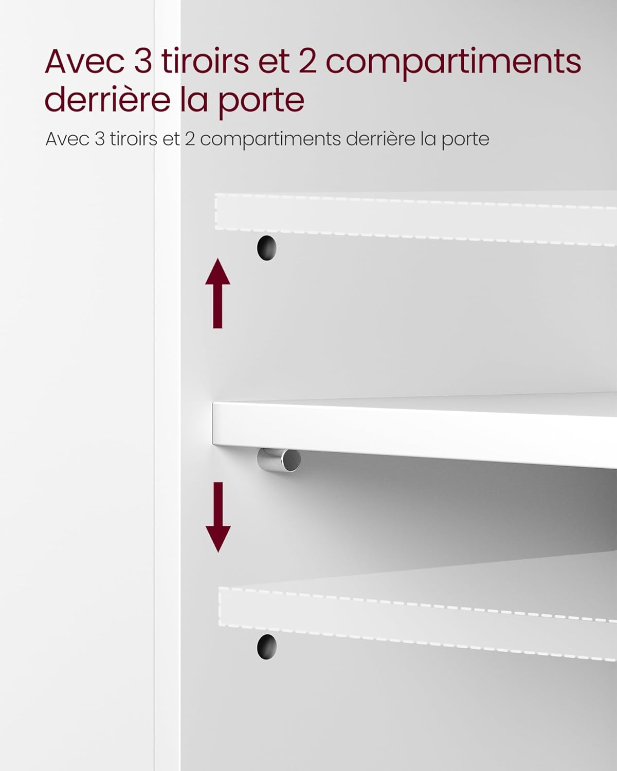 VASAGLE - meuble sous lavabo 70x30x64 cm, 3 tiroirs, blanc, BBK504W01