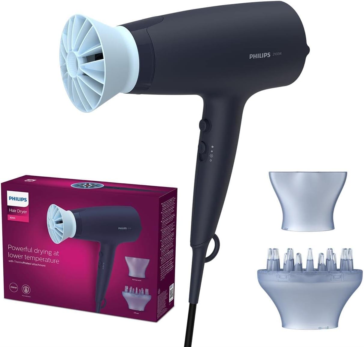 Philips - Sèche-cheveux Série 3000, ionique, compact, puissant BHD360/20