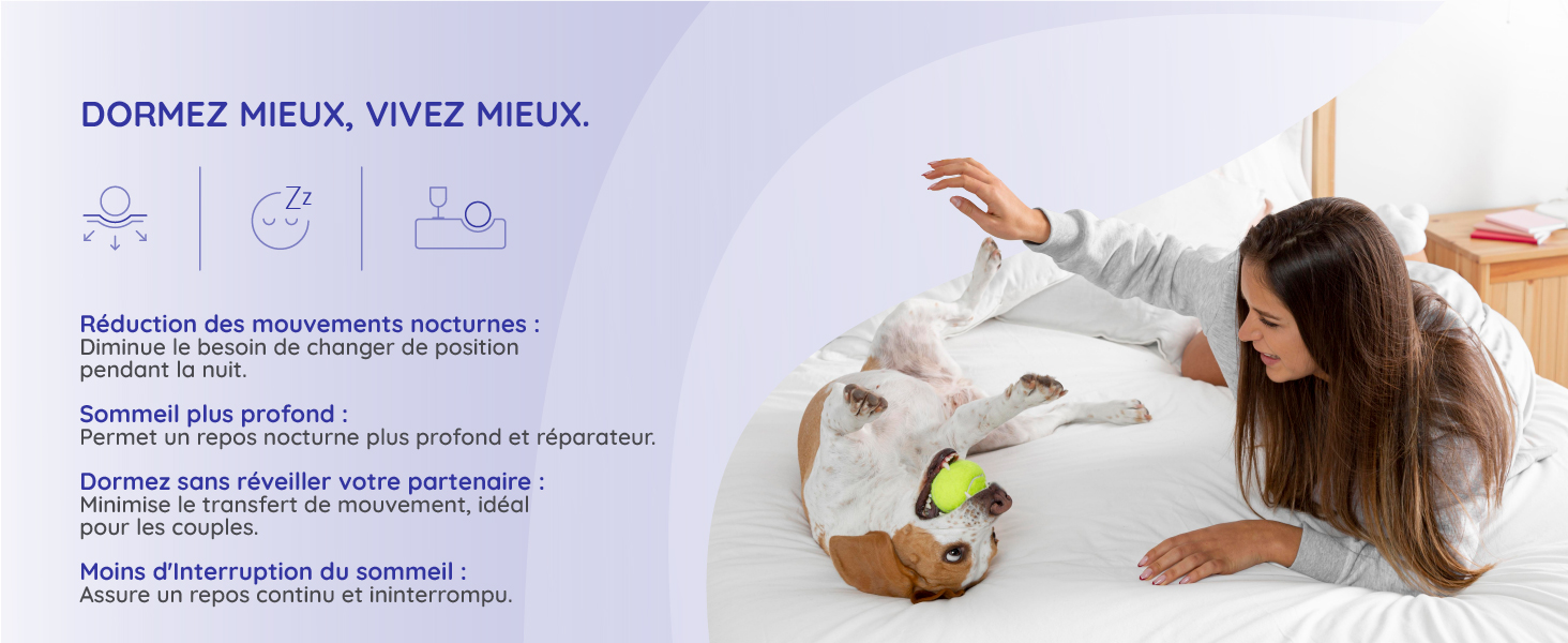 sur le bien-être du sommeil en français avec des icônes et du texte, montrant les positions de relaxation et les recommandations relatives à l'heure du coucher.