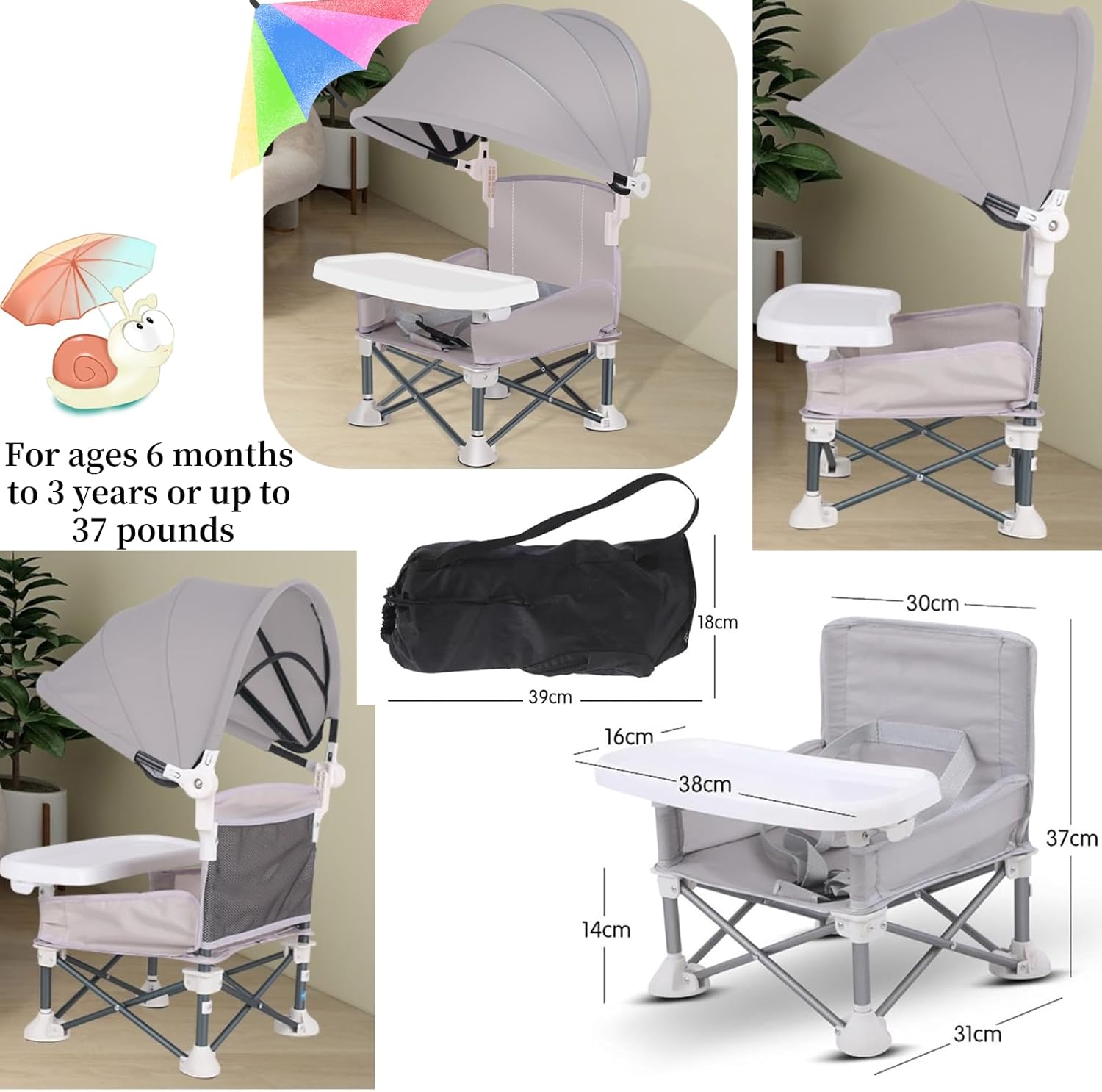 Little Bean - rehausseur chaise pliable bébé, plateau amovible, portable