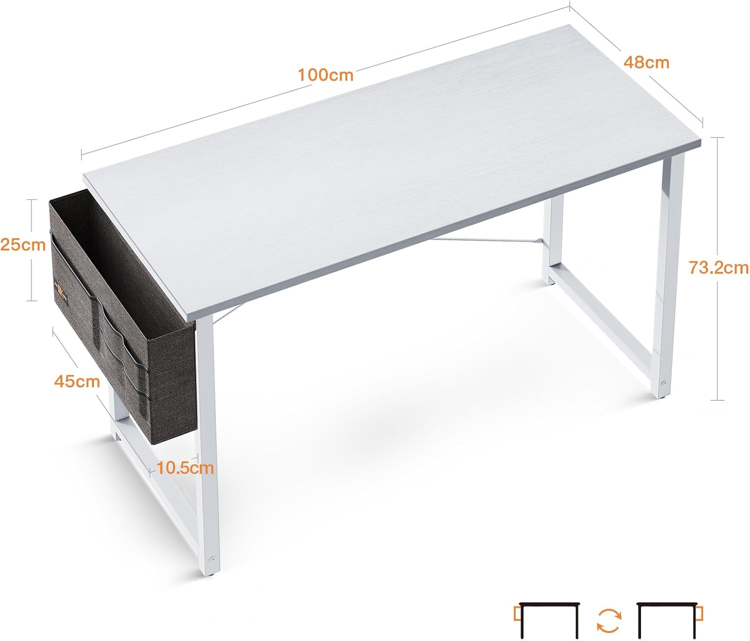 ODK - Bureau d’ordinateur compact - 100x48cm - espace gain de place
