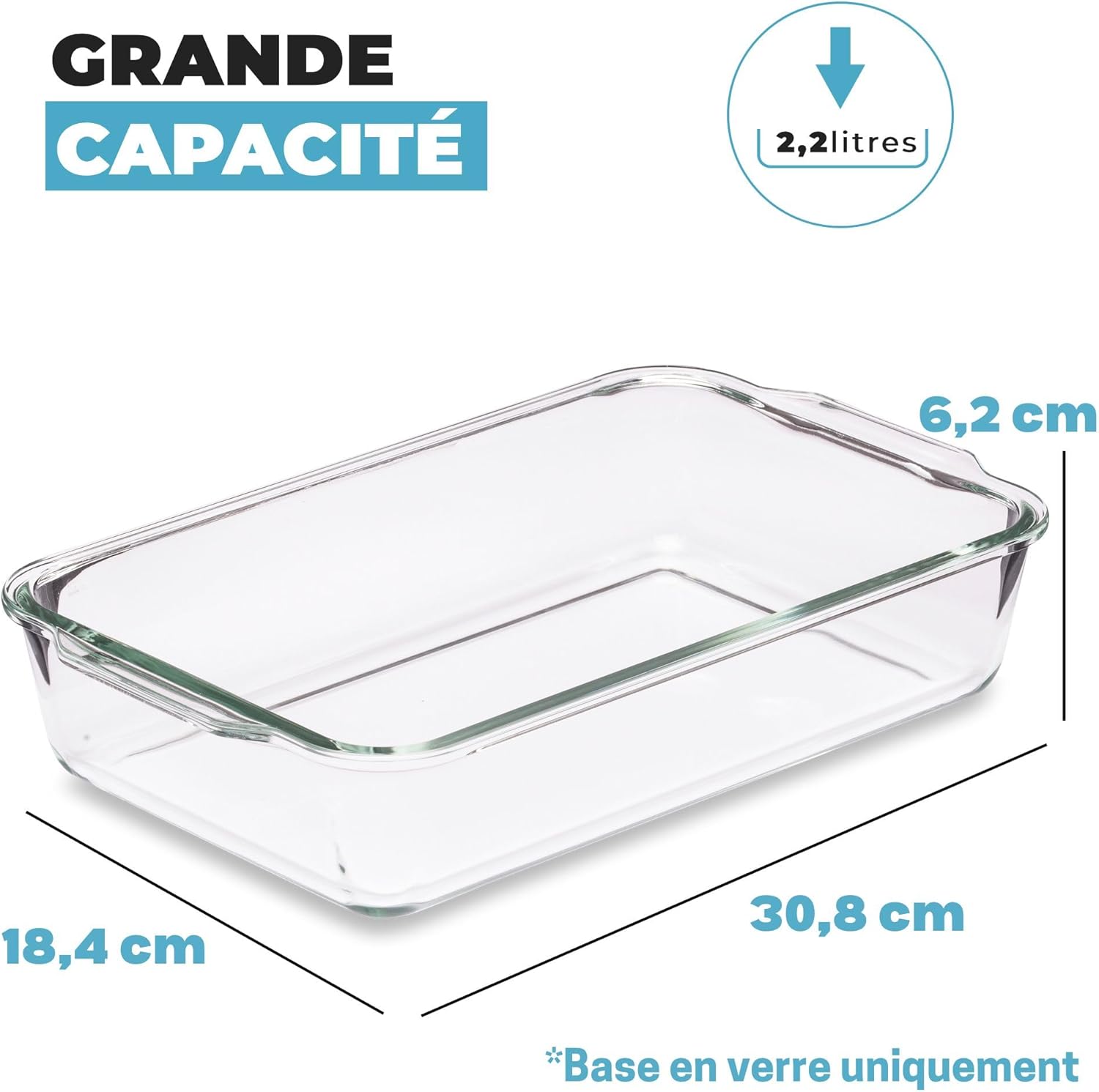 Igluu - Plat à lasagnes borosilicate 2,2L - lot de 3 - hermétique