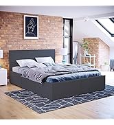 Vida Designs Veronica Lit double ottoman 140 cm avec espace de rangement et tête de lit en tissu capitonné