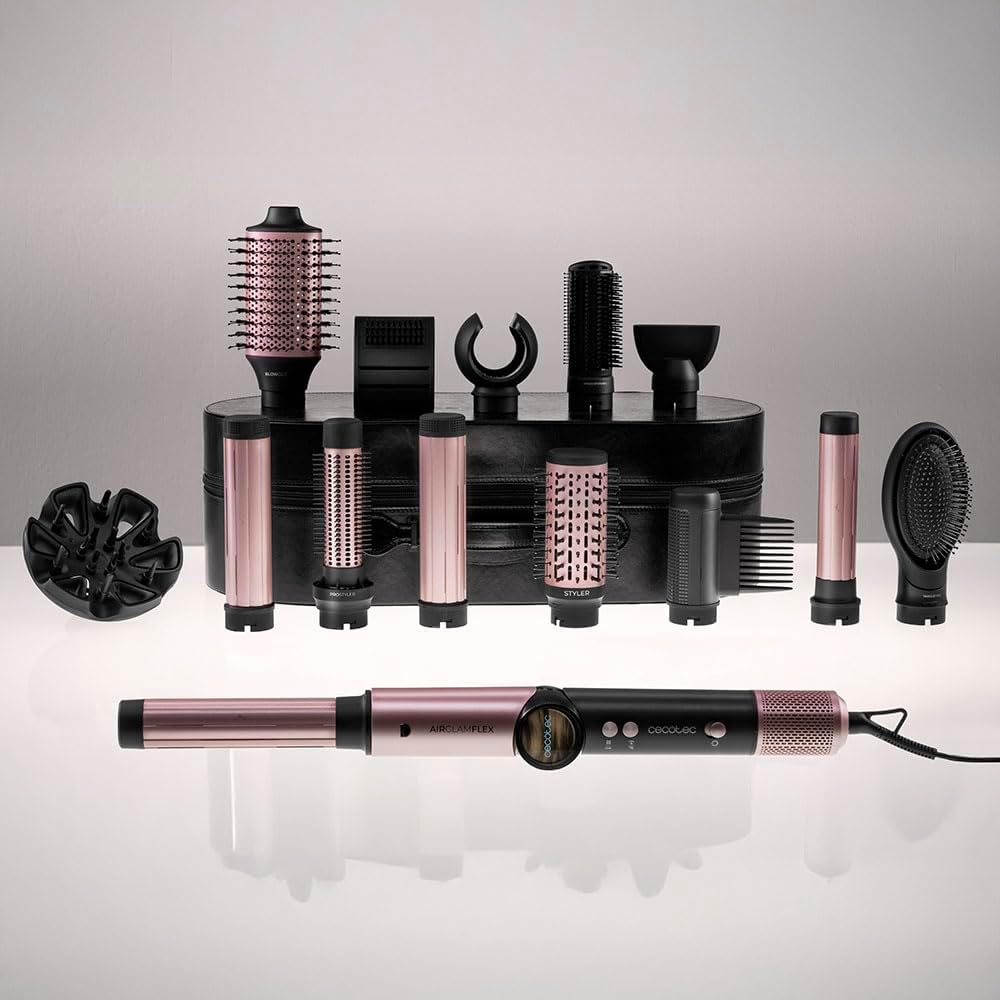 Cecotec - Styler Cheveux AirGlam 14in1, 1400W, 14 têtes, écran, Coanda, moteur brushless