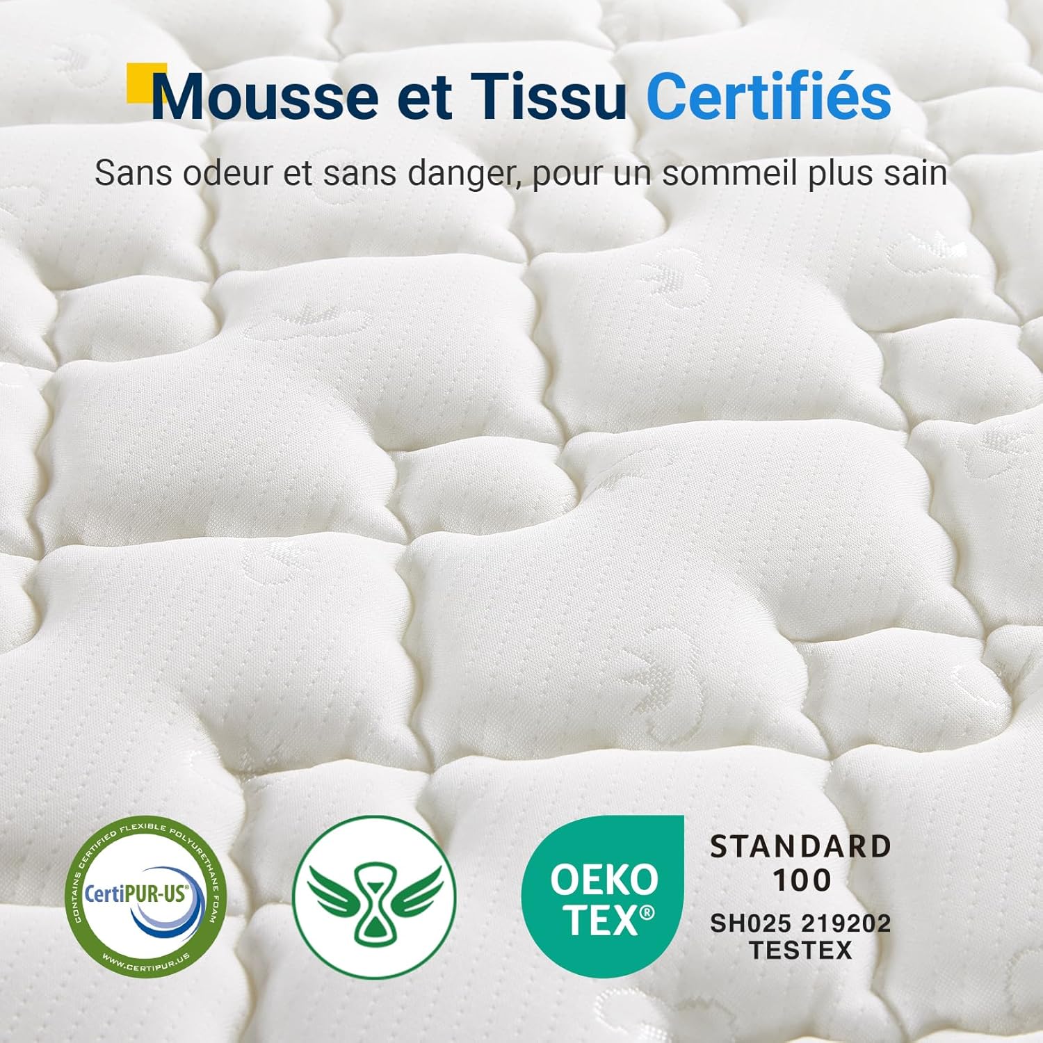 Avenco - Matelas Double - 140x200 cm - Ressorts ensachés, mousse certifiée, soutien lombaire