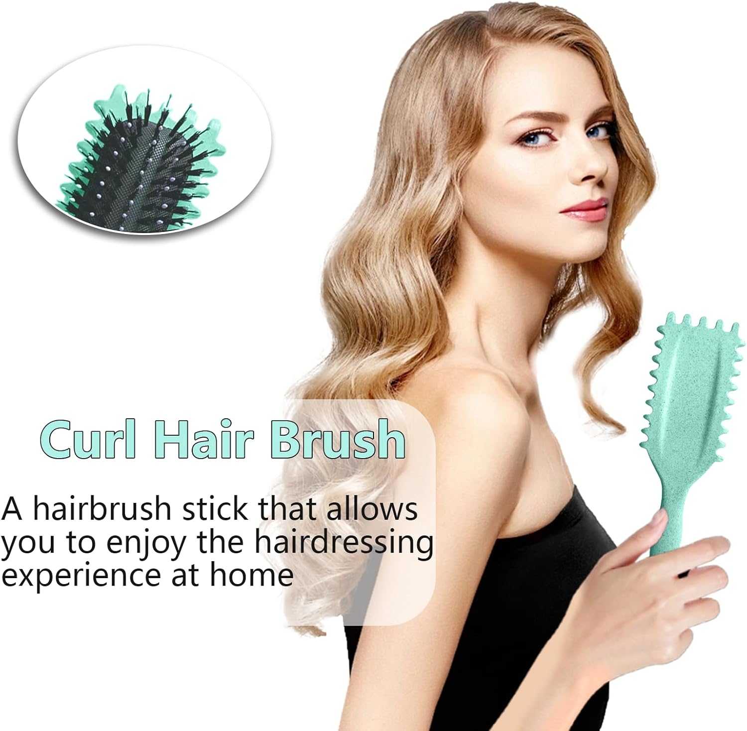 Brosse à boucler - 24cm - boucle, fixation, réduction frisottis, vert