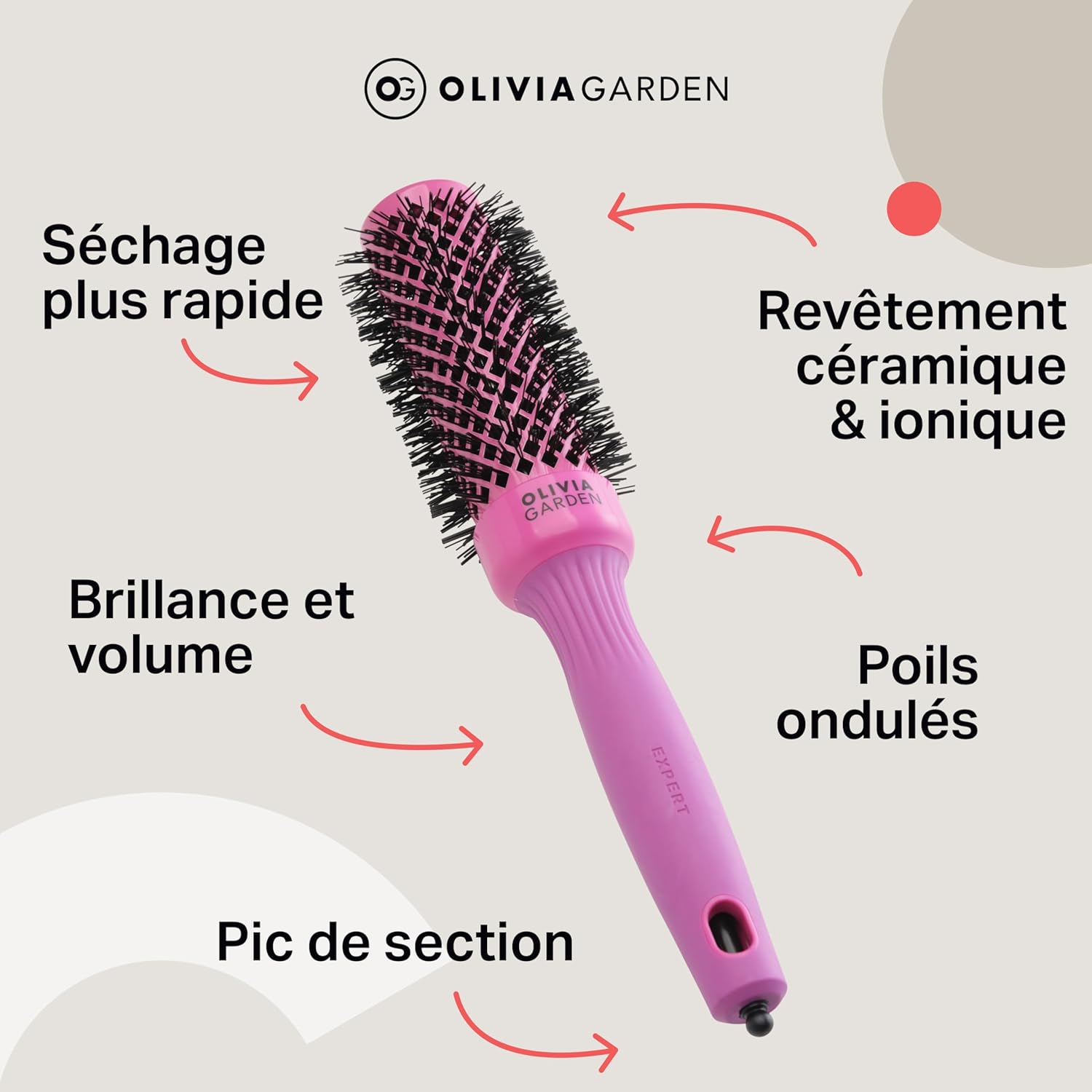 Olivia Garden - Expert Blowout Shine - céramique antistatique, brushing sans frisottis