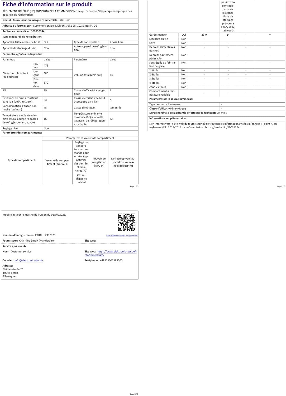 Klarstein - Brooklyn - 23L mini frigo bar, porte vitrée, silencieux