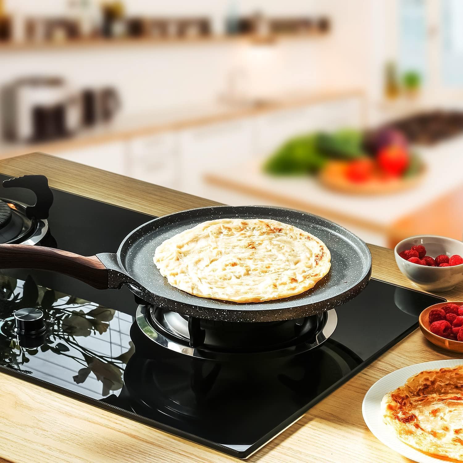 SENSARTE - Poêle à crêpes granit 26cm induction, poignée confort