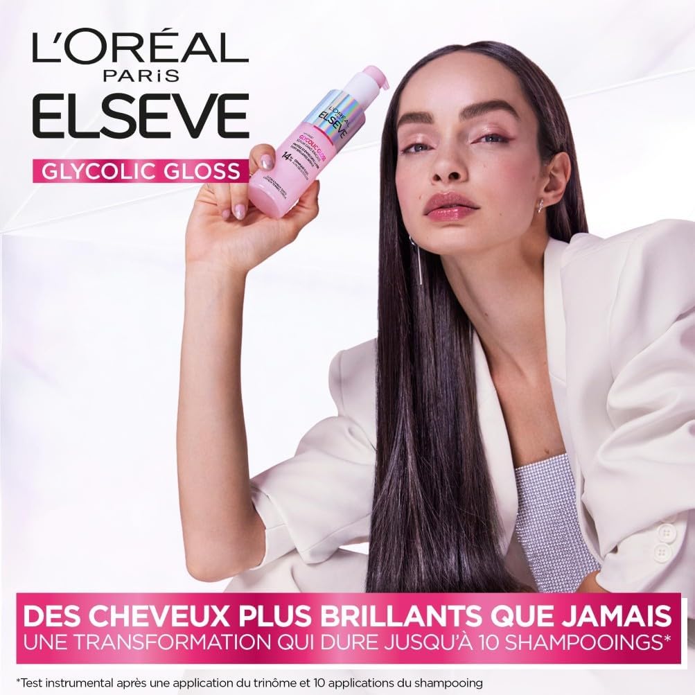 L'Oréal Paris - Elseve Glycolic Gloss - routine cheveux ternes - shampooing, soin, sérum sans sulfates, acide glycolique