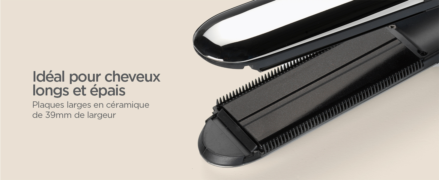 BaByliss, lisseur Steam Shine Styler, ST496E, lisseur vapeur, lisseur cheveux longs, plaques larges