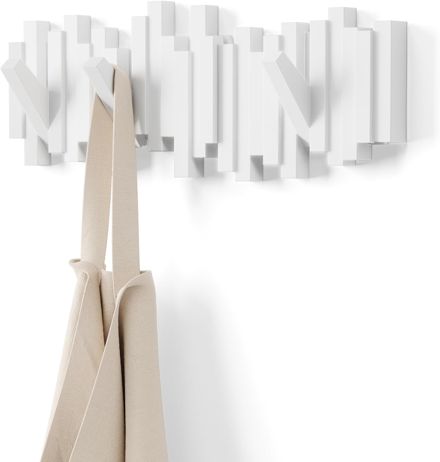 Umbra - sticks - patère murale 5 crochets rabattables blanc