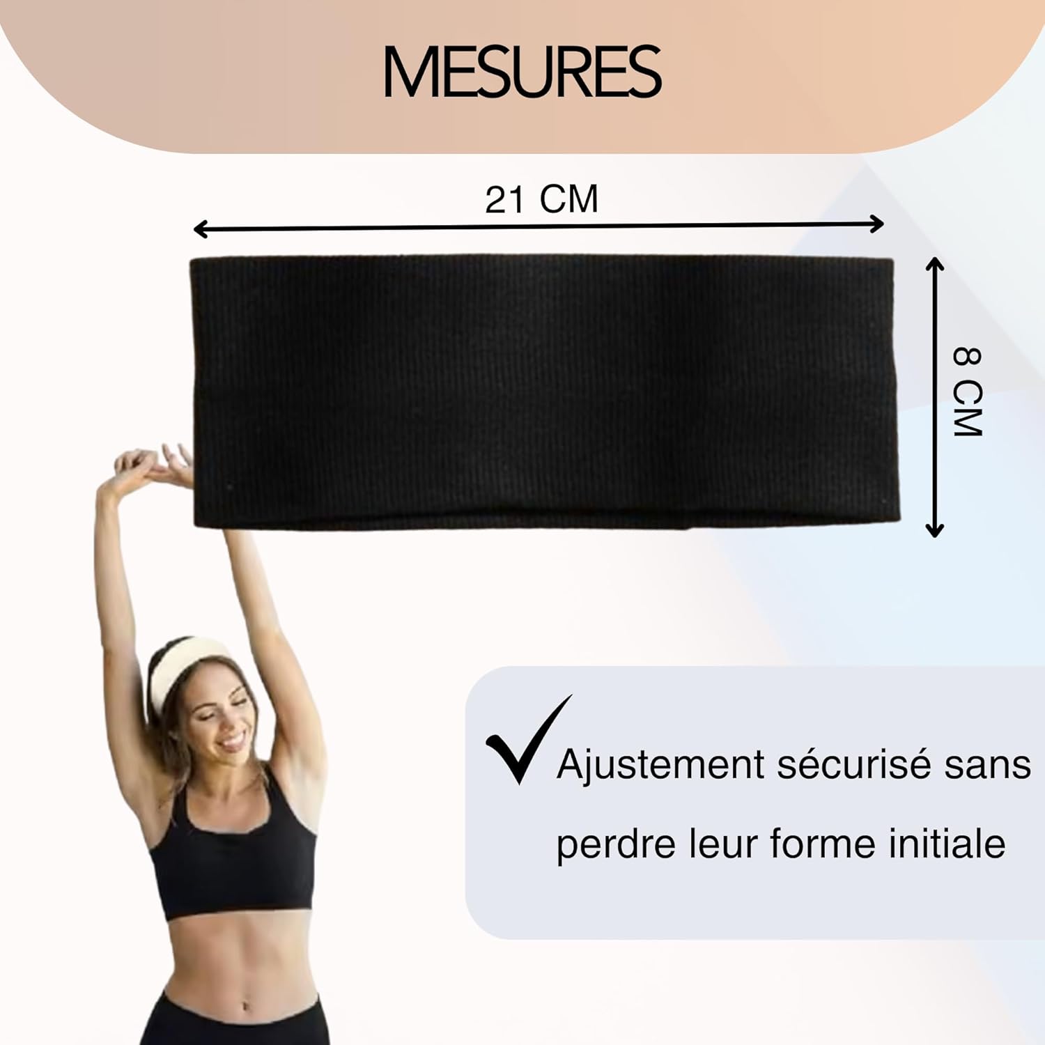 Bandeau cheveux - elastique sport antidérapant, respirant, 3pcs, adulte/enfant