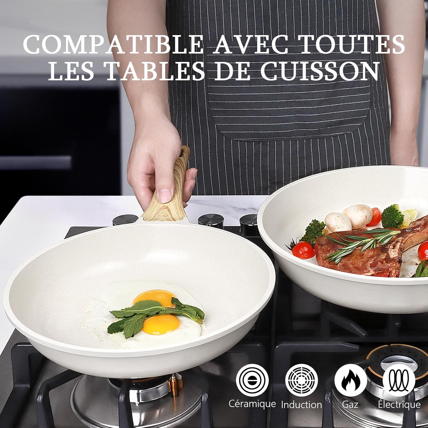 GiPP - Poêle à frire granit 30cm - antiadhésive, induction, sans PFAS