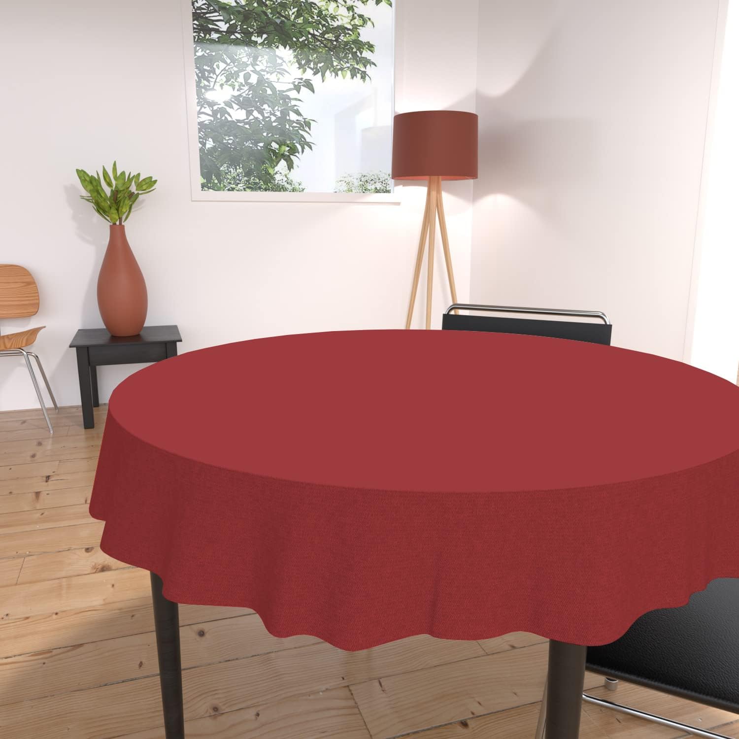 Soleil d'Ocre - Nappe Ronde Anti-tâches - 180 cm - Polyester rouge