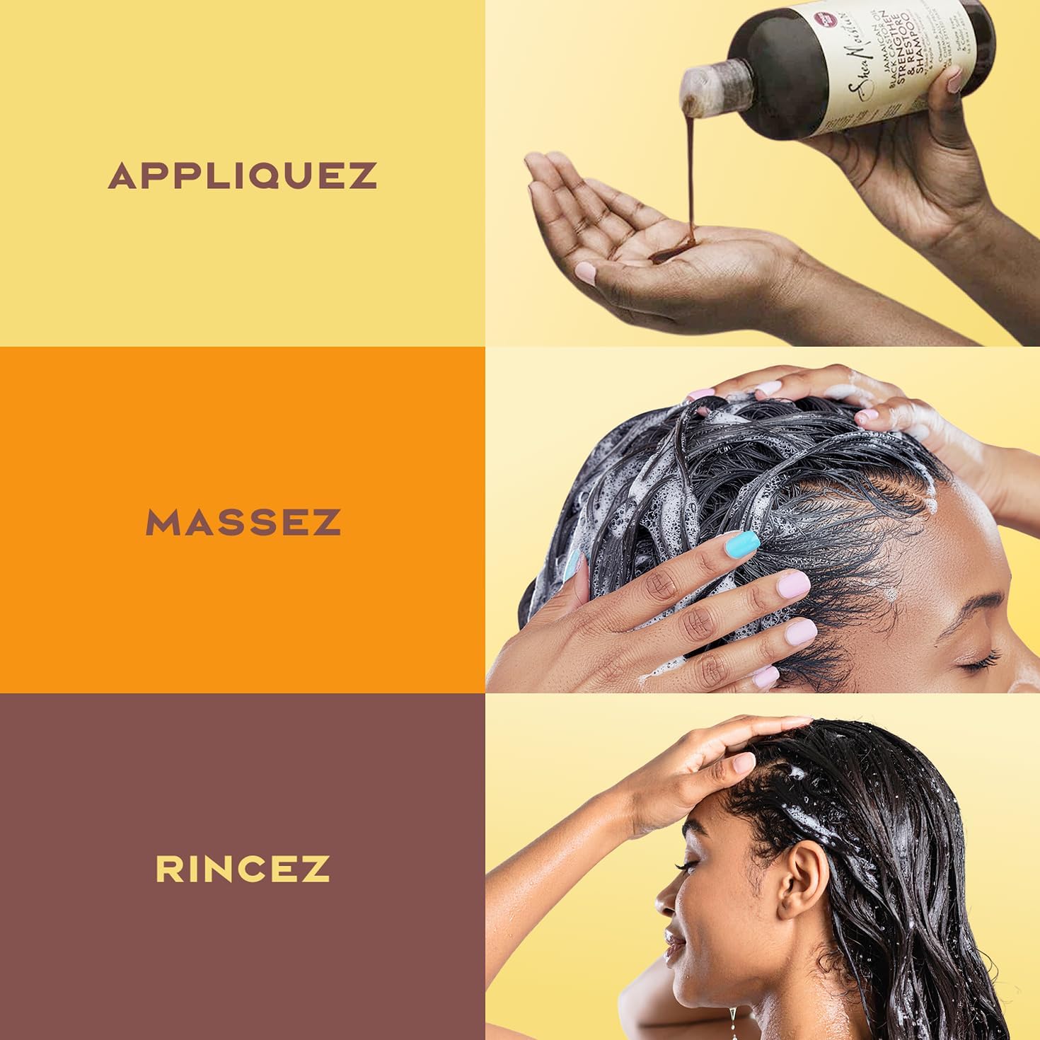 SheaMoisture - Set Huile Ricin Noir Jamaïque - 384/355/431 ml - Shampooing, masques et soins cheveux