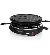 Tristar Appareil à raclette 6 poêlons RA-2998, Plaque Grill et crêpière, Noir,