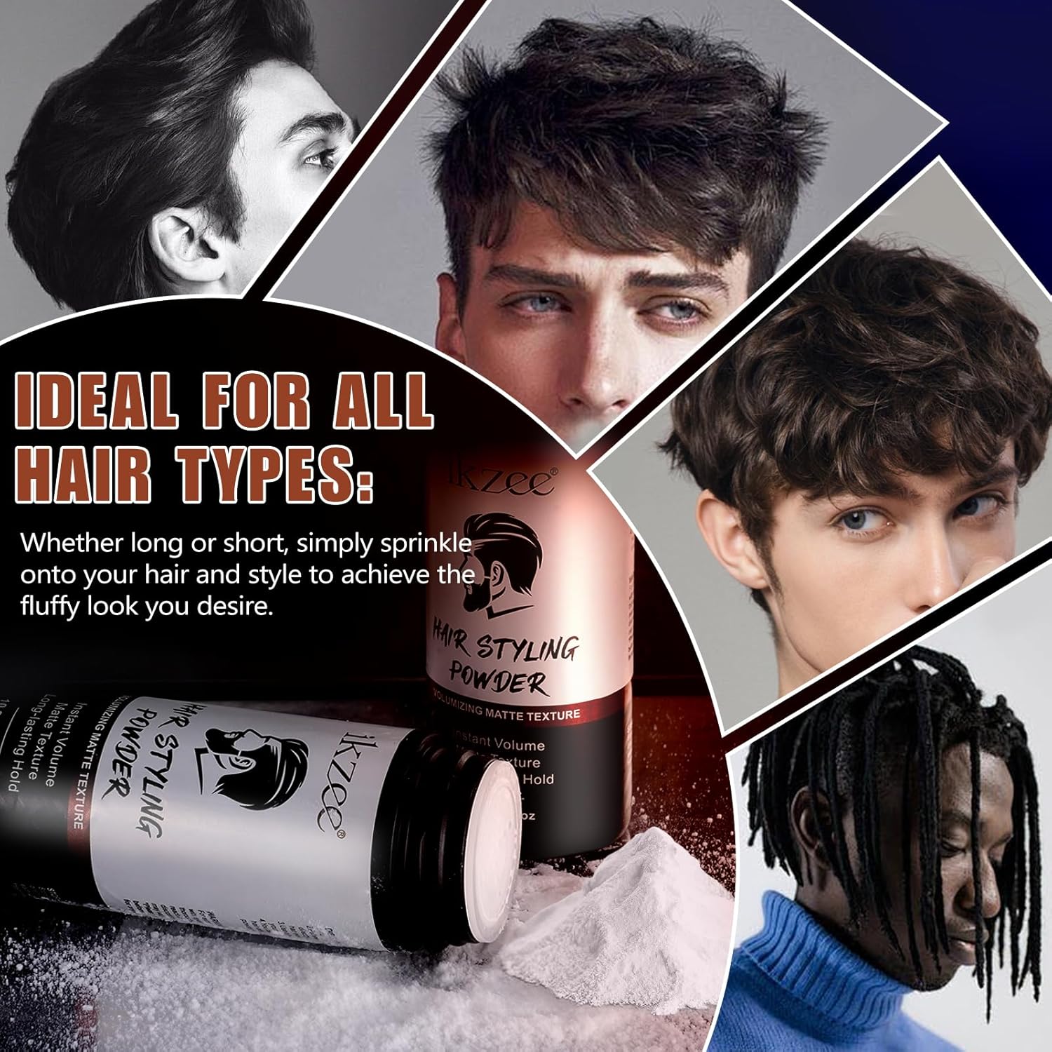 Poudre coiffante homme - texture mate, volume, tenue longue durée