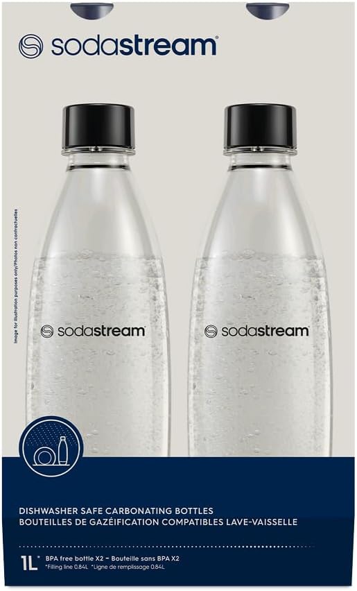 Sodastream - Bouteilles fusionnées - 2 x 1L - lavables lave-vaisselle, compatibles DUO/TERRA/ART/GAIA