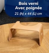 Bureau ou plateau de service en bois incurvé avec poignées, mesurant 21 cm de haut sur 44 cm de long, avec finition vernie