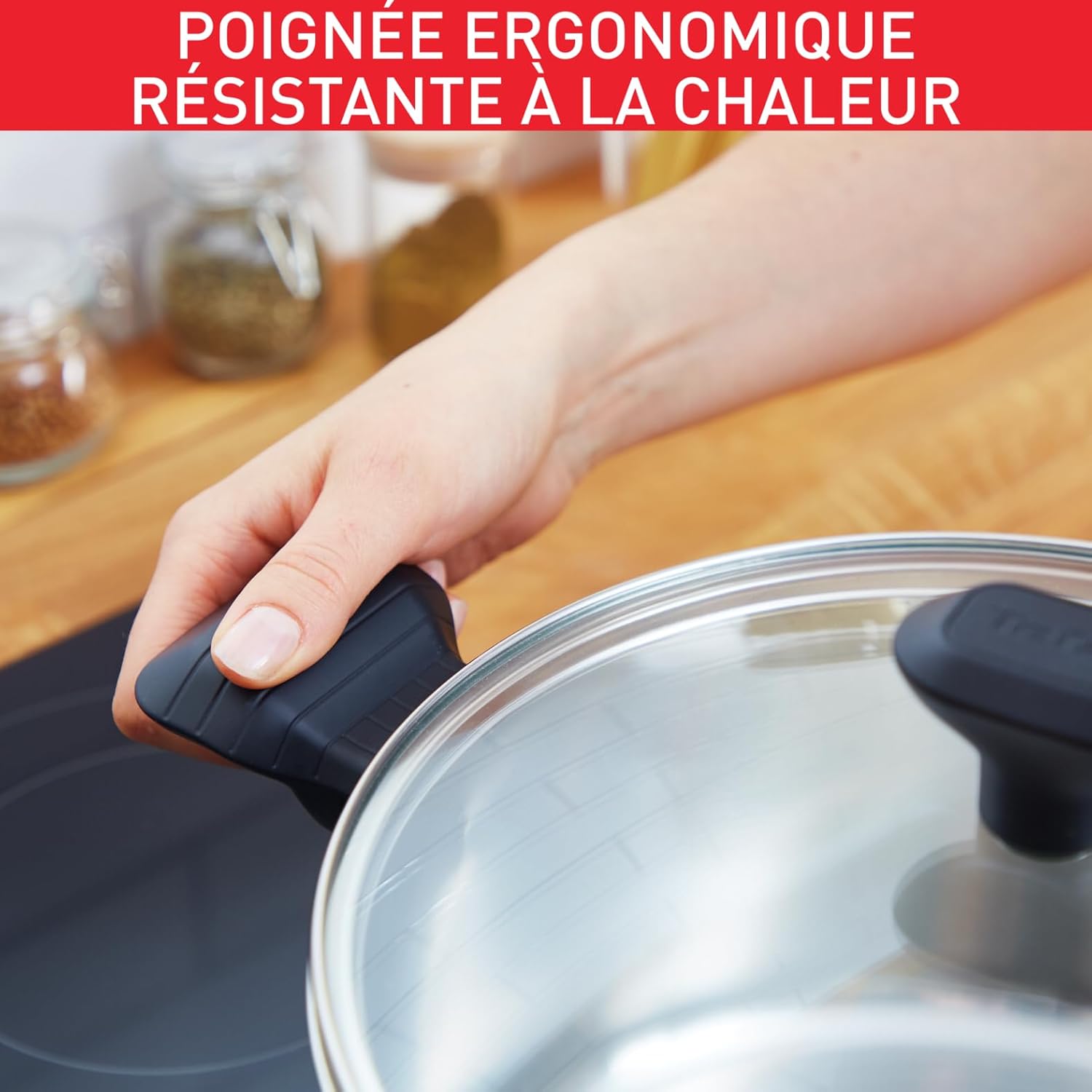 Tefal - Comfort Max - faitout 24 cm - inox induction, poignées isolées, couvercle verre - C9734604