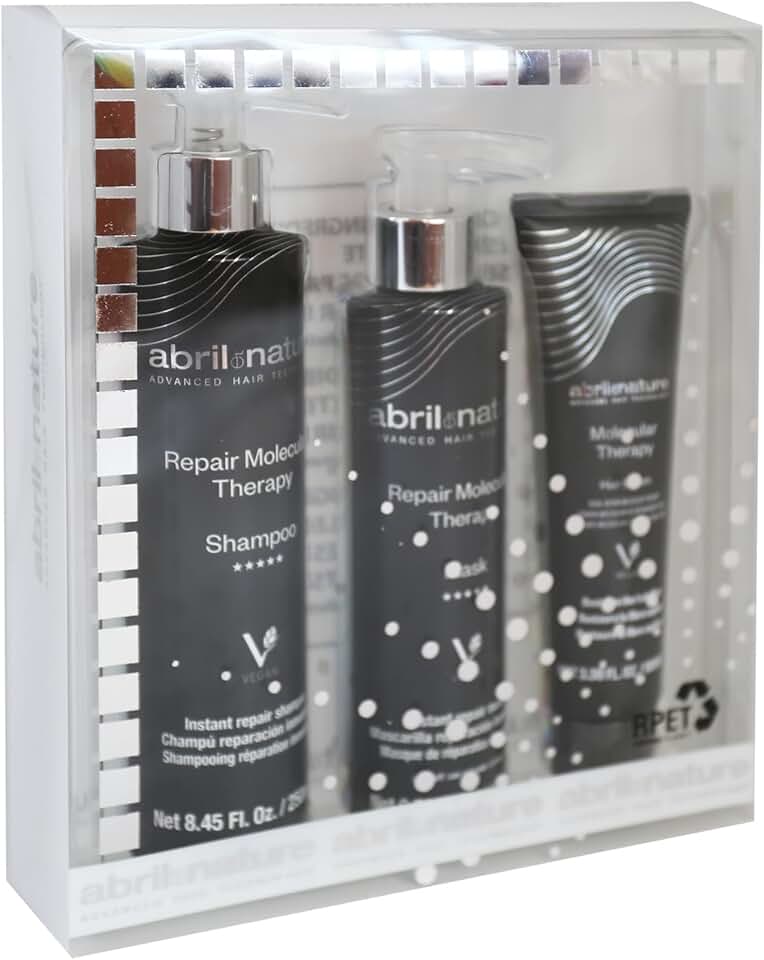 abril et nature - Molecular Therapy - 550ml - Shampooing, masque, sérum réparateurs pour cheveux abîmés