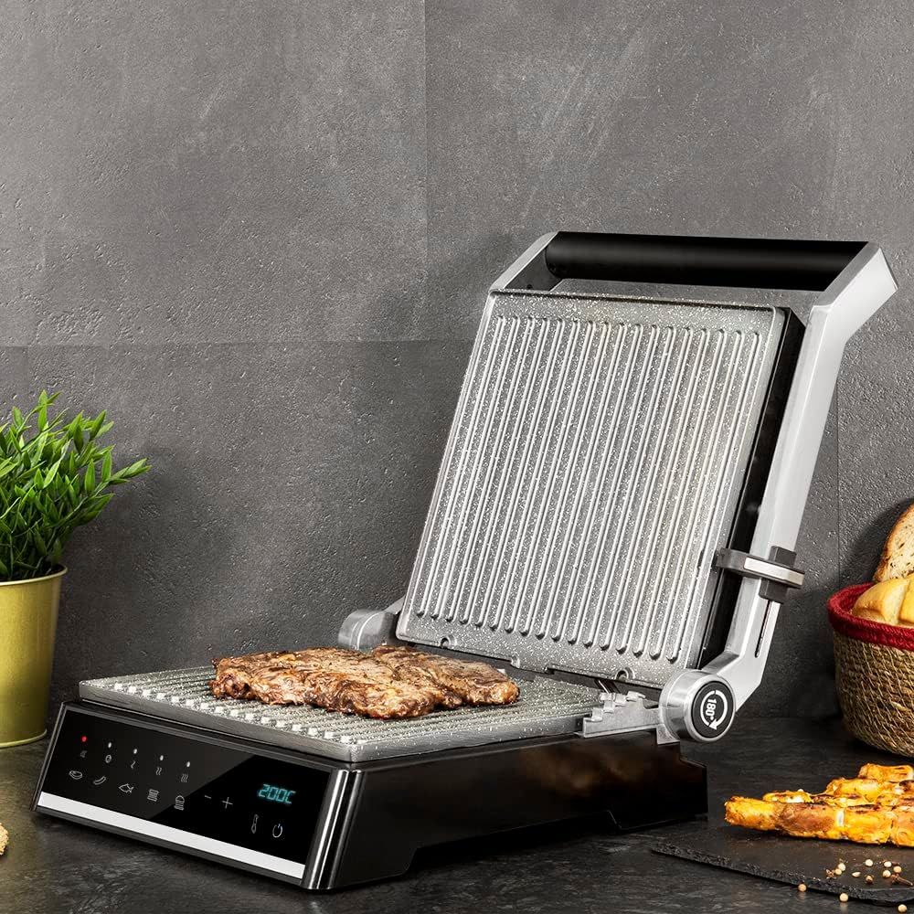 Cecotec - Rock’nGrill Smart - plaques amovibles, 180°, 2000W