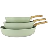 MENASTYL - Set de 3 poêles Colorama Céladon - Poêle 20/24 et 28 cm - En aluminium - Revêtement an...