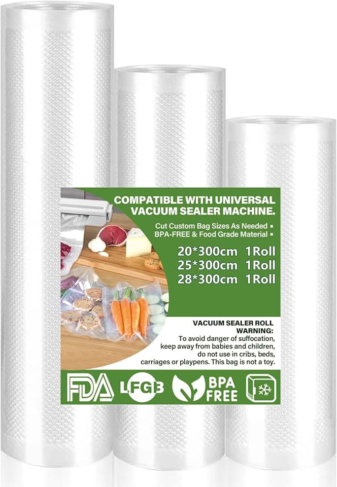Rouleau sous vide alimentaire - 3 tailles 28/25/20x300cm - sans BPA