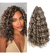 MLETUILPS Pre Looped Ocean Wave Cheveux Hair 8 Packs Boho Curly Crochet Hair Short Ocean Braids P...