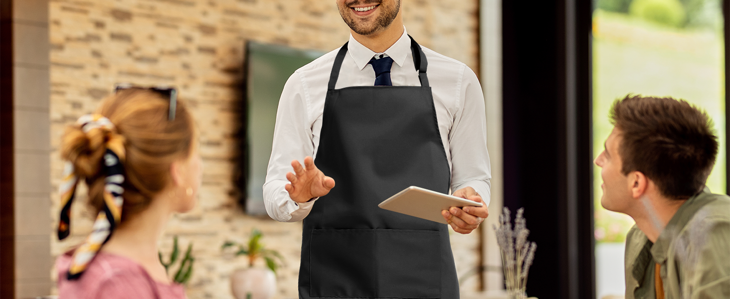 4 Pack Chef Tabliers Tablier avec Poches Etanche Réglable