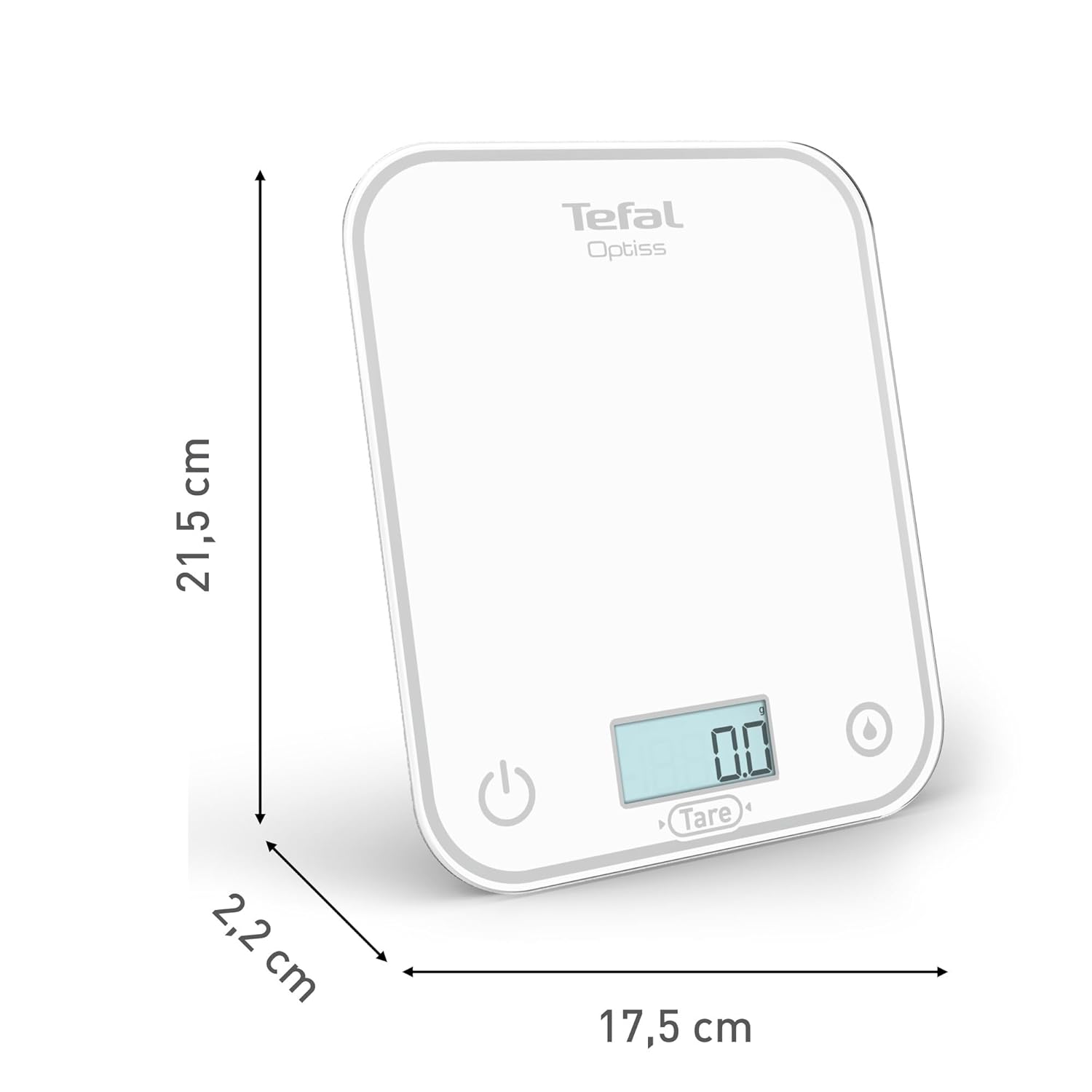 Tefal - Optiss balance de cuisine 5kg - écran LCD, anti-rayures, BC50U0V0