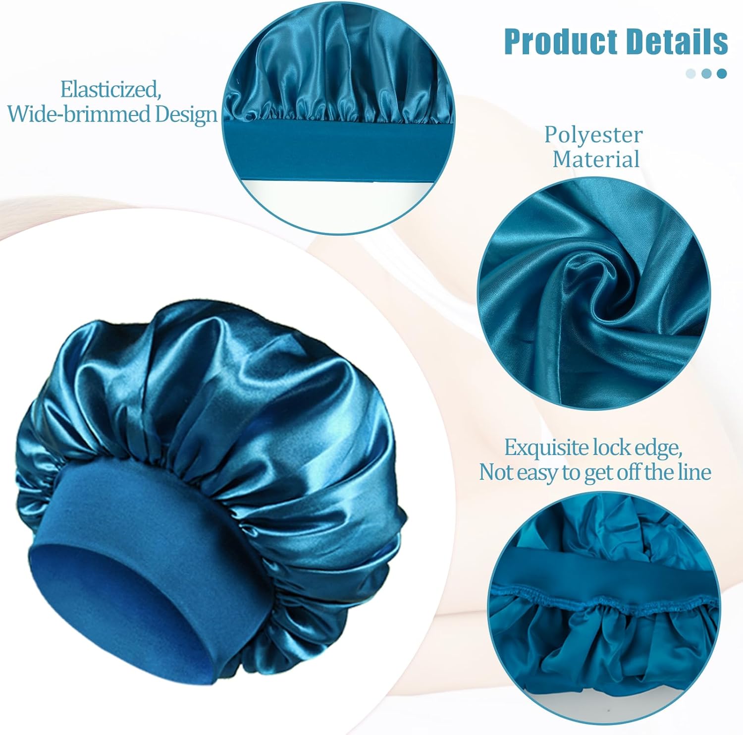 Bonnet cheveux - satin nuit, élastique, soin capillaire, confort