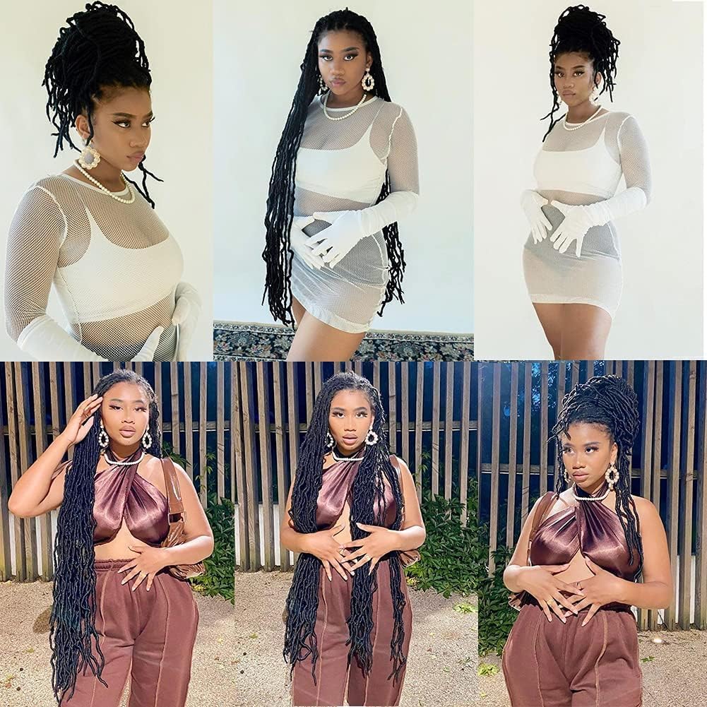 Xtrend - 7 Packs Nu Faux Locs - 30 pouces - long, brun foncé, pré-bouclé