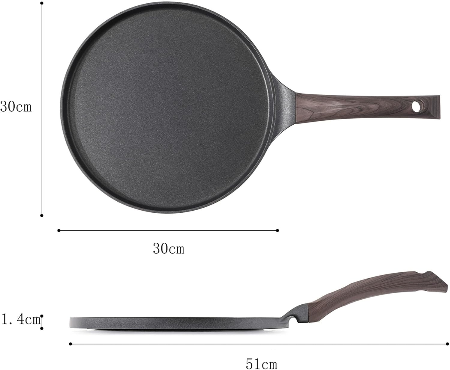 SENSARTE - Poêle à crêpes 30 cm - antiadhésif granit suisse, induction, poignée ergonomique