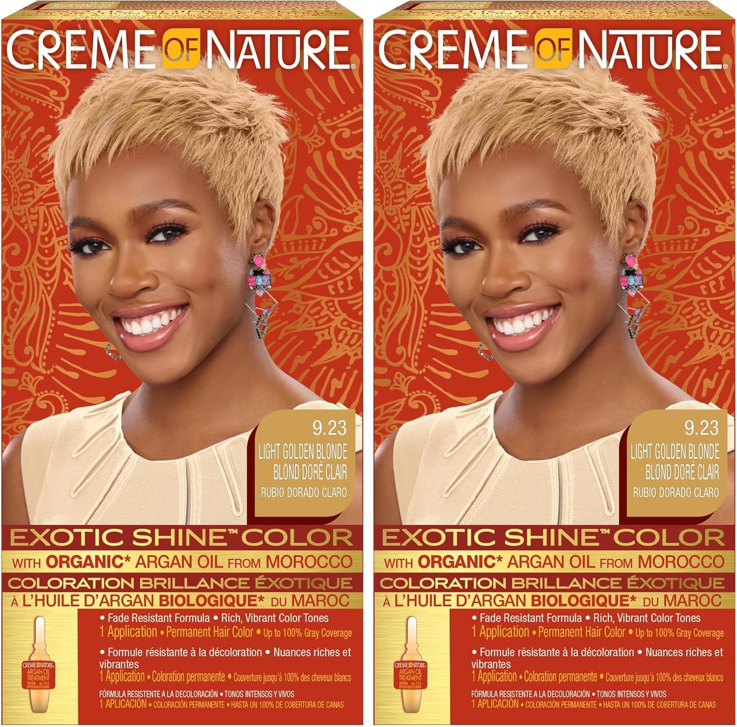Creme of Nature - Argan Oil coloration longue tenue, couvre 100% cheveux blancs, blond clair doré