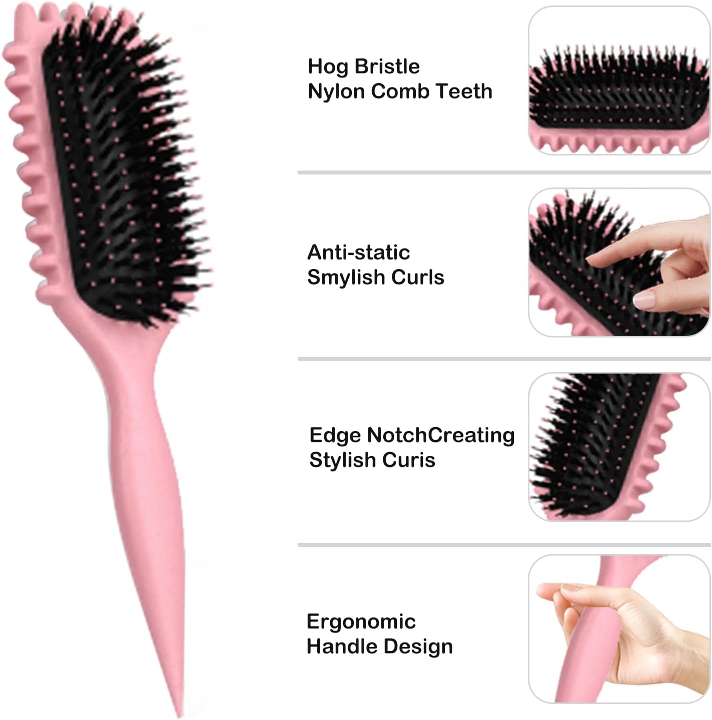 Brosse à boucler - modèle boucles défini - 28cm - réduit frisottis, fixe et modèle