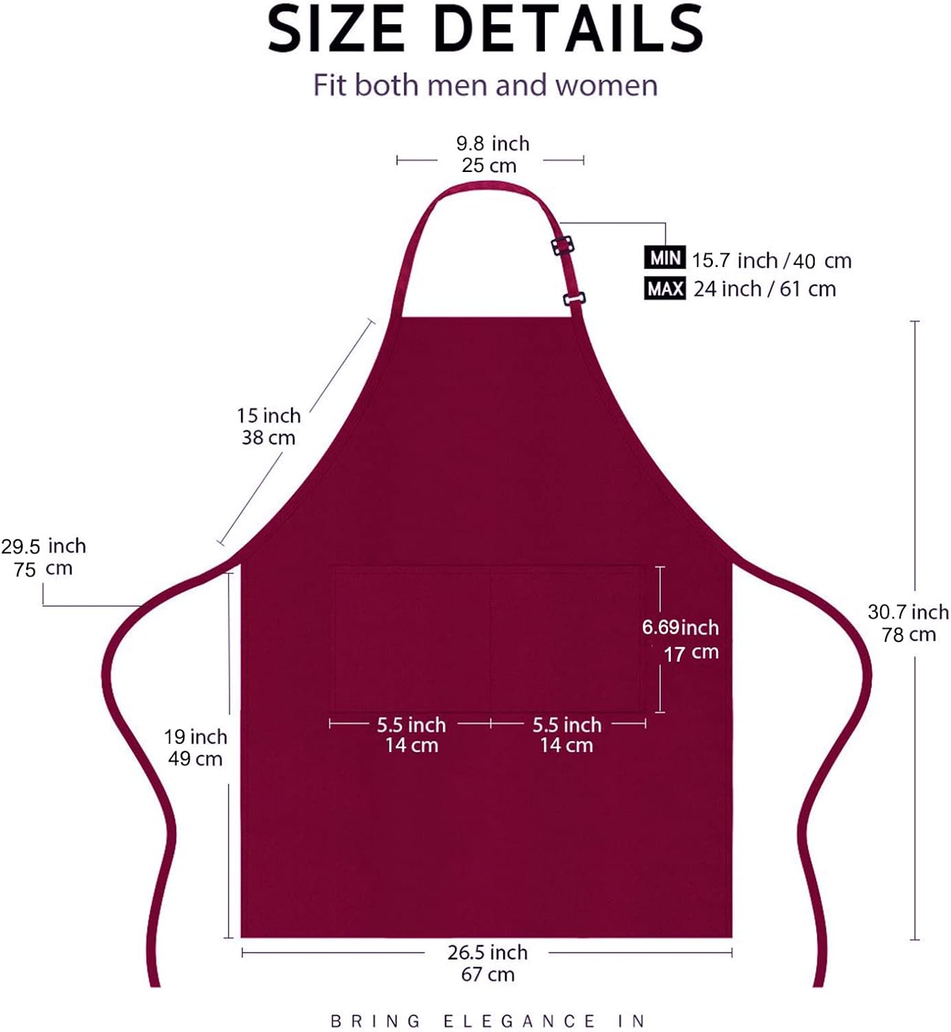 atopo - pack de 4 tabliers chef - étanches, réglables, 2 poches, pour cuisine et barbecue