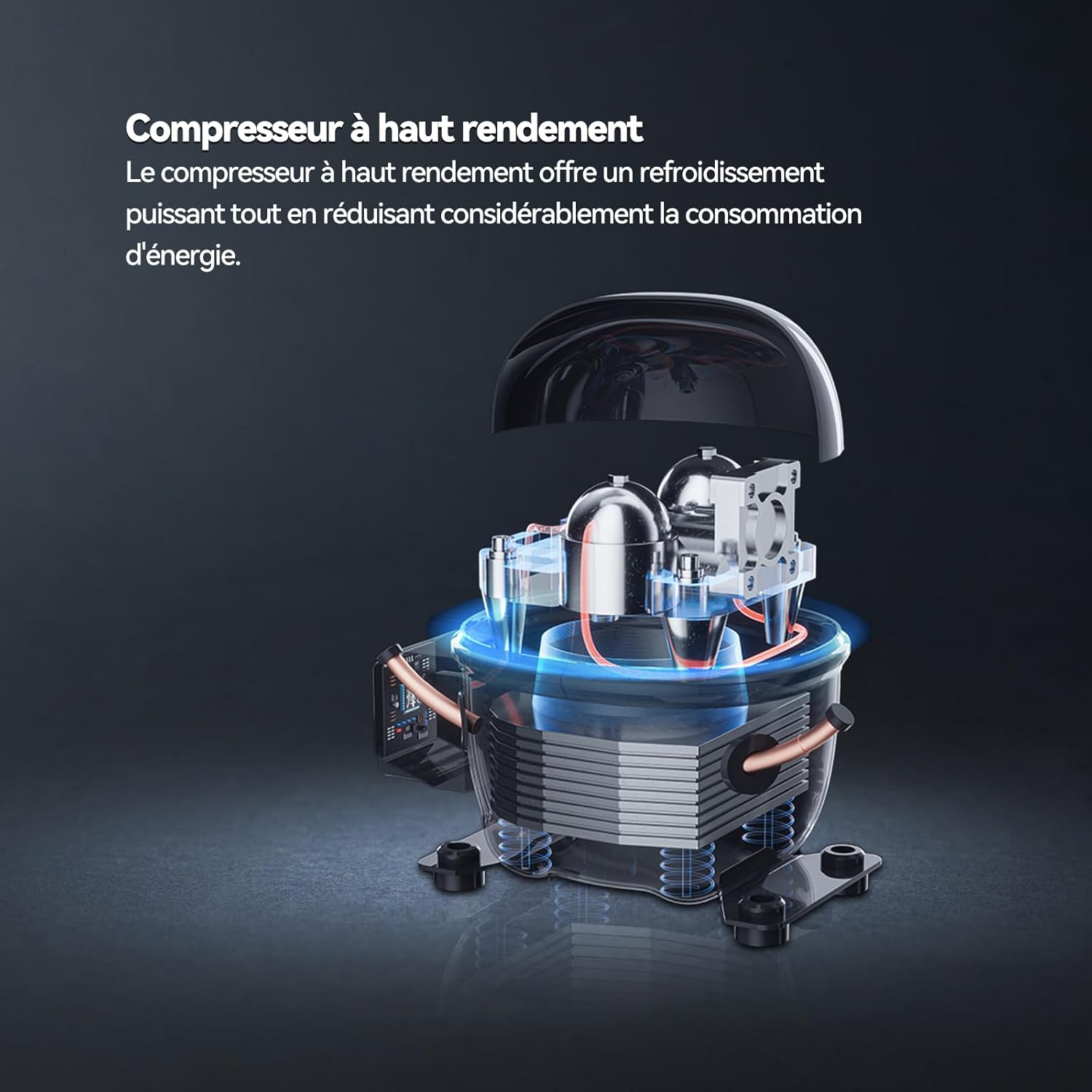 magictec - Frigo vintage rétro 179cm, 236L, No Frost, alarme porte