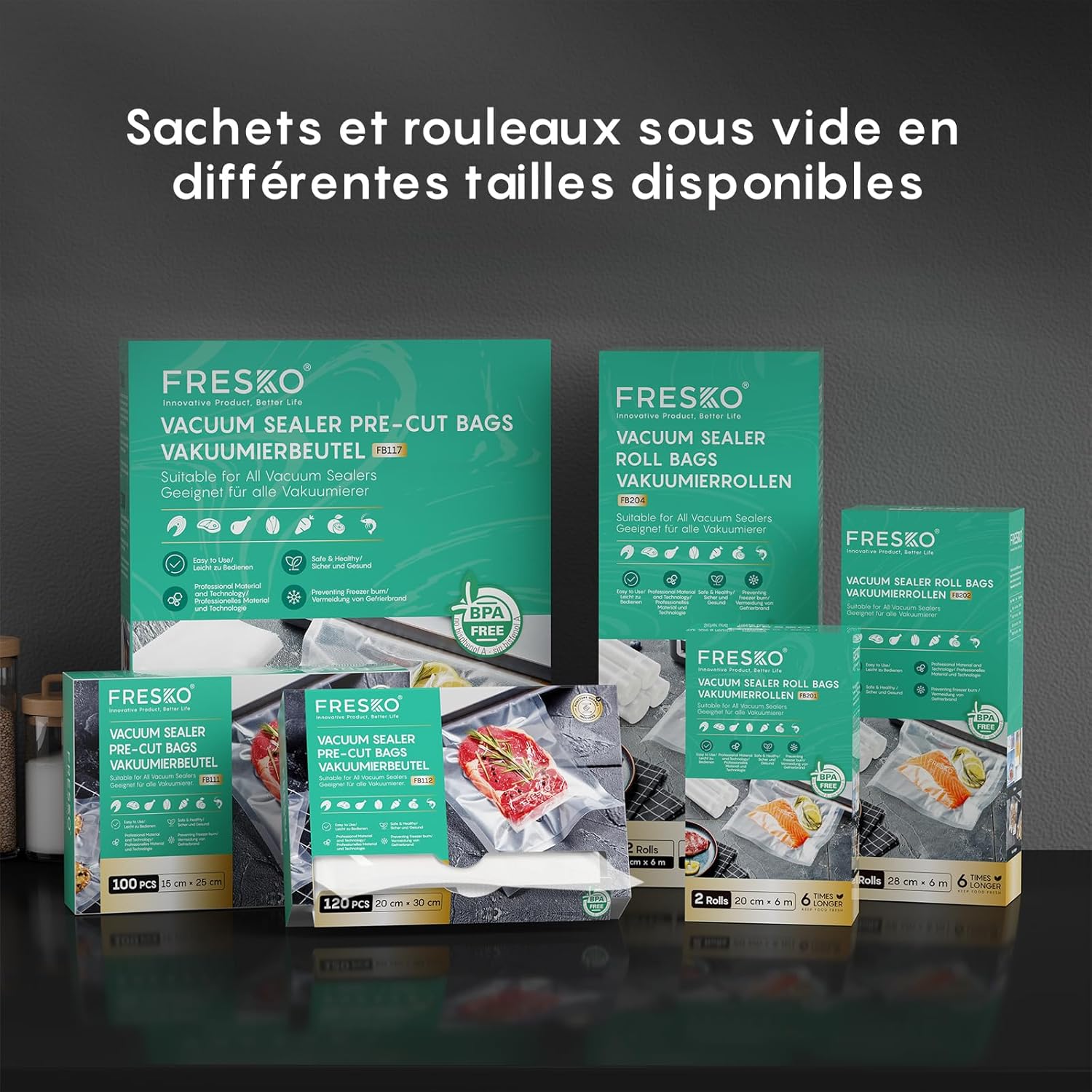 FRESKO - Machine Sous Vide AutoMax - compacte - 140W, détection sec/humide, coupeur intégré, 2 rouleaux, AutoMax V8