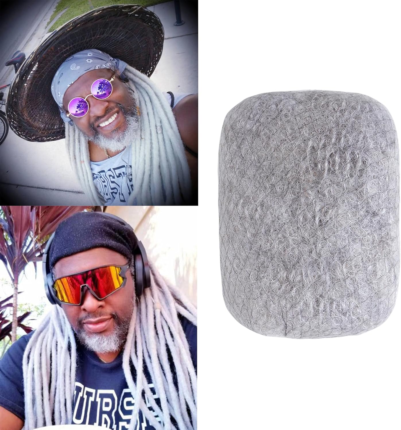 Extension cheveux naturels afro kinky 8 pouces, gris, pour dreadlocks