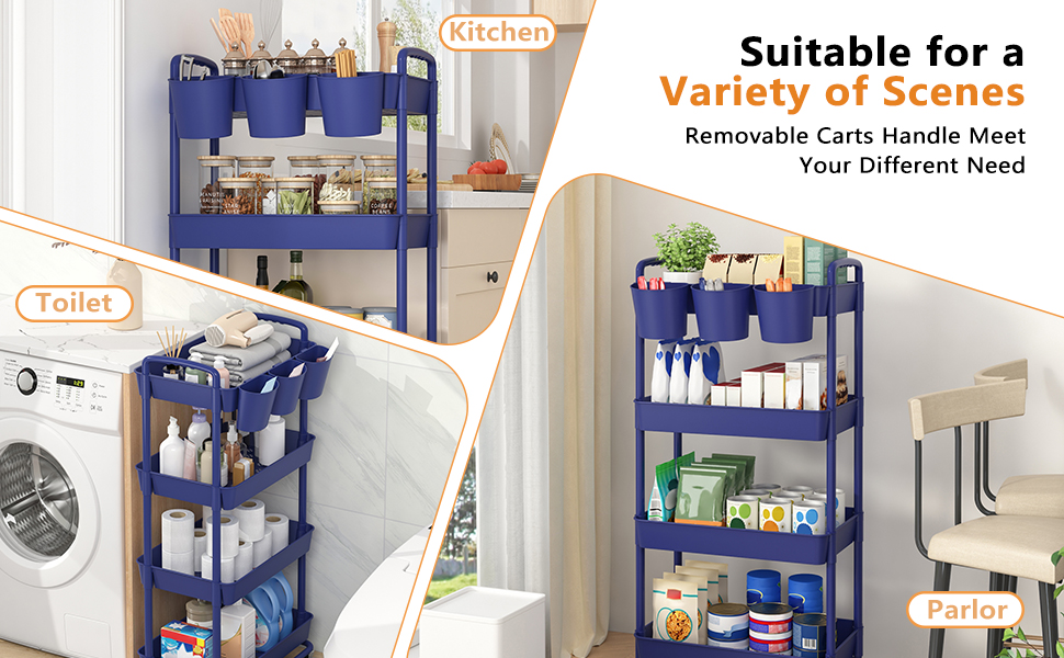 4 tier storage cart blue