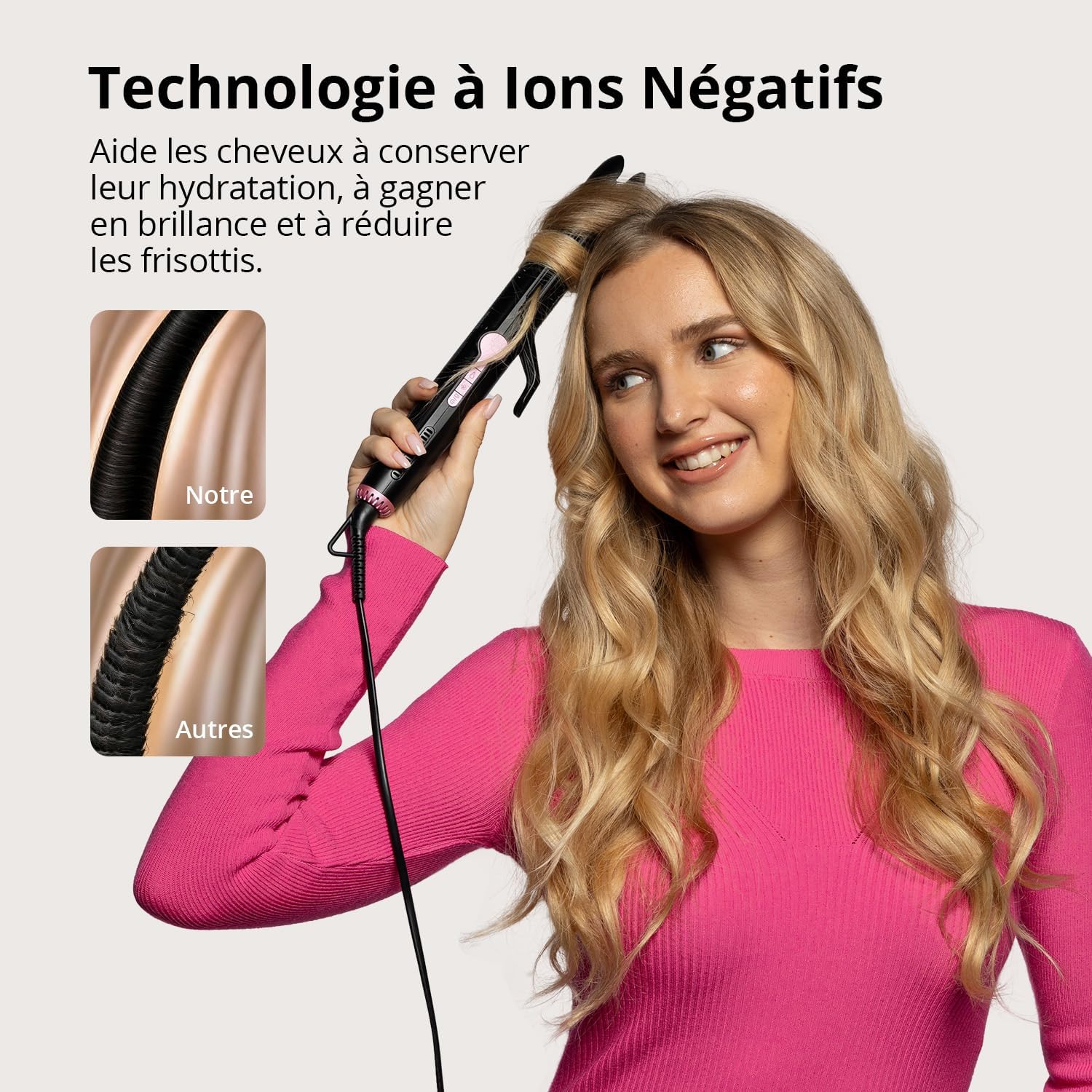 Lisseur boucleur 2-en-1 - 9 températures, ionique, cool air, 110-230°C, coiffure maison & voyage