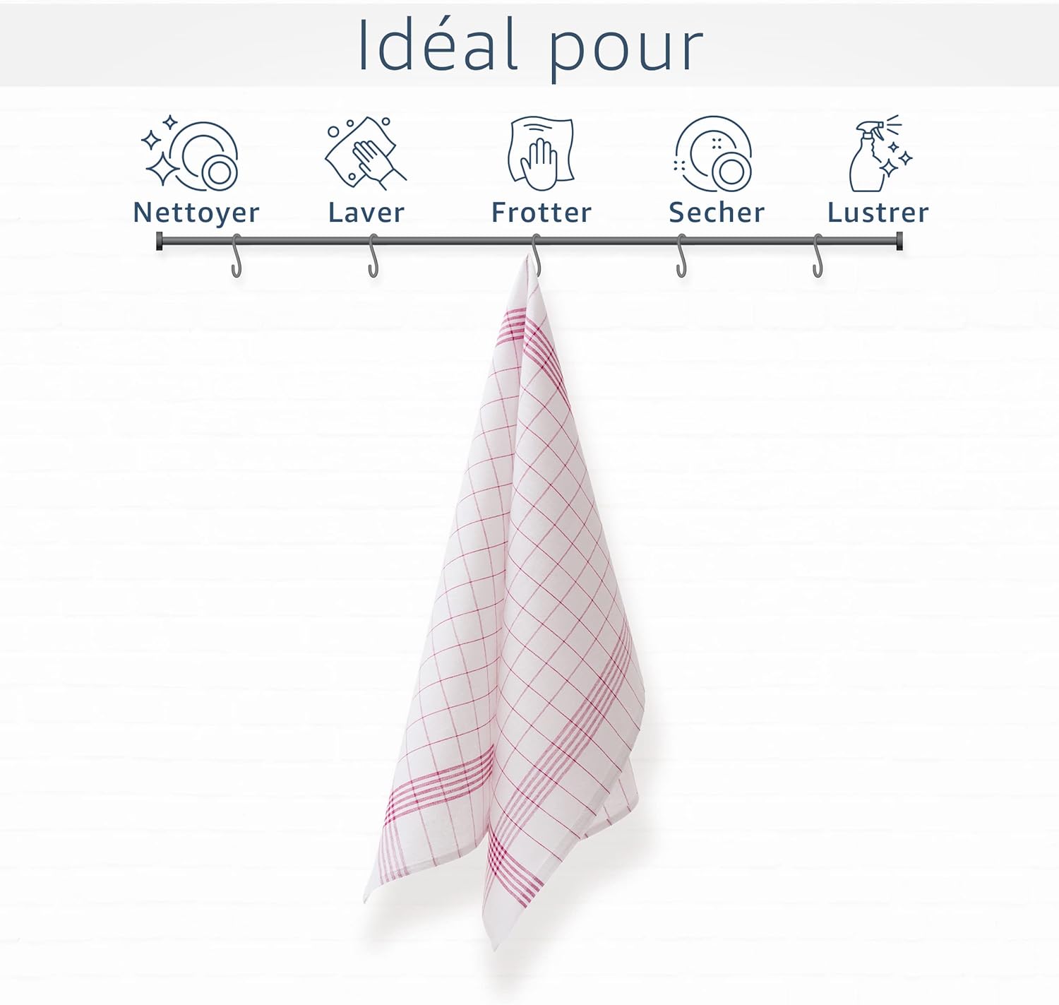 Amago - Torchons lot de 10 - 50x70 cm - coloris rouge