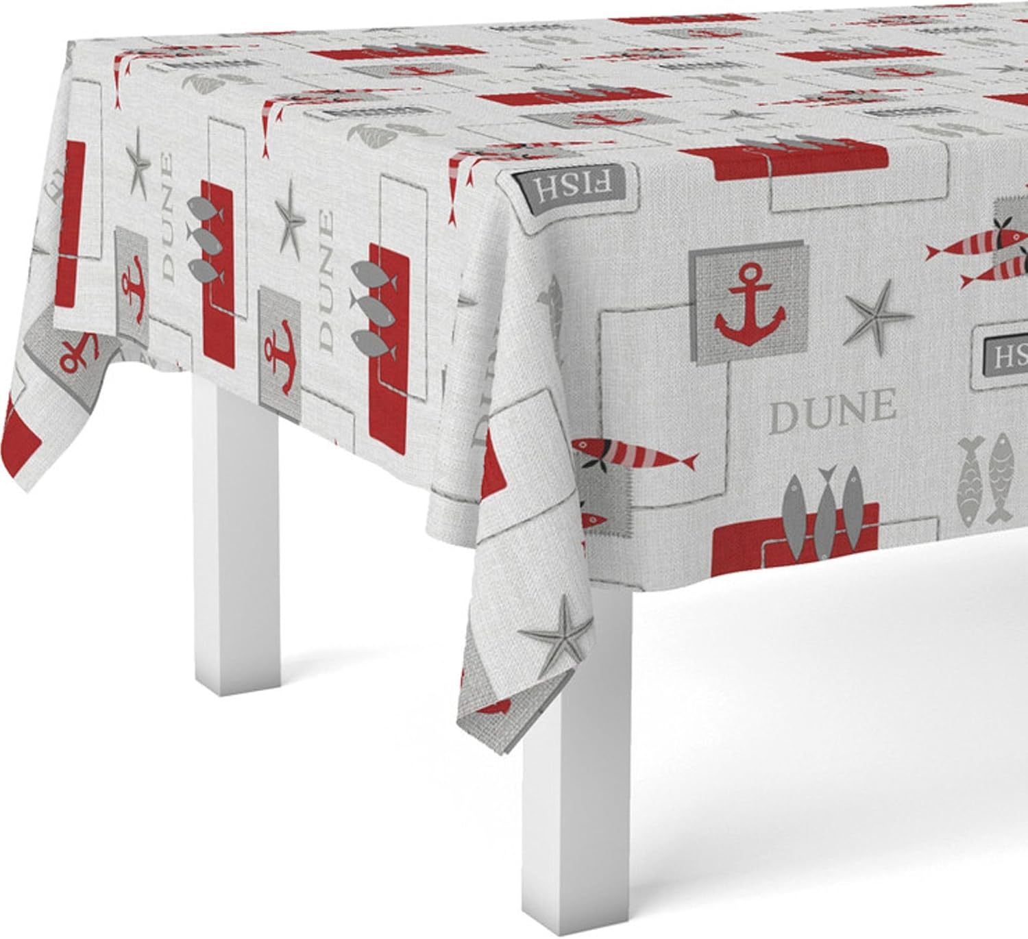 Nappe en toile cirée - rectangulaire 200x140 cm, imperméable, anti-taches, entretien facile Sea Rouge